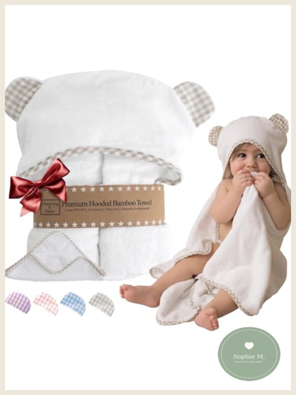 Organic Viscose from Bamboo Hooded Baby Towel Set with Washcloth